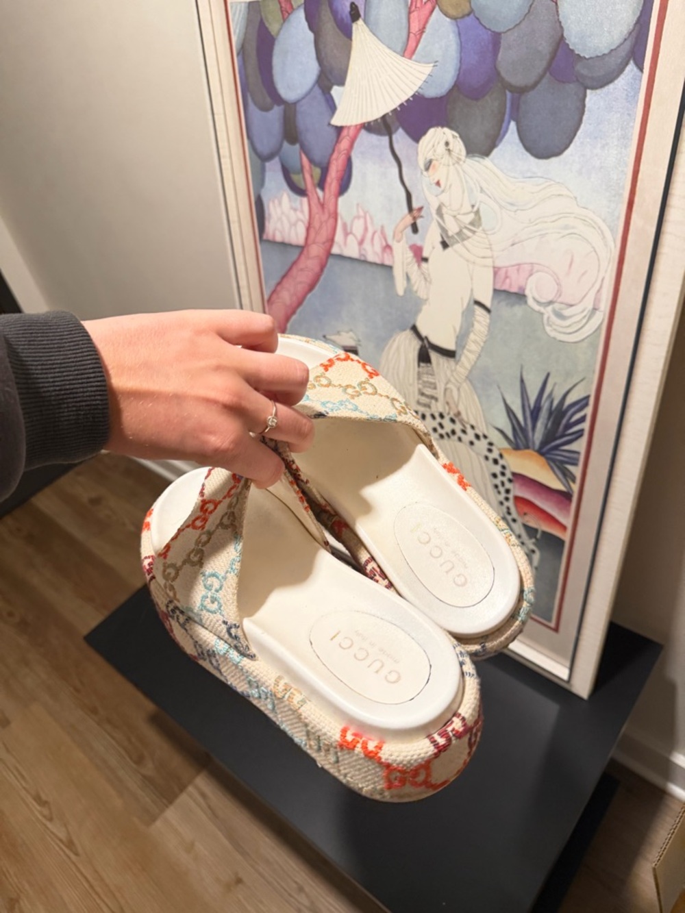 Gucci Multicolor GG Canvas Platform Slide Sandals - Picture 4 of 6